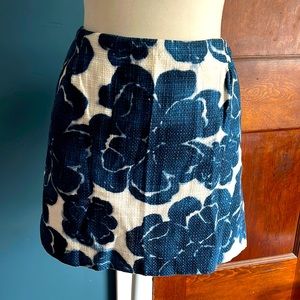 J.Crew Navy and White Flower Skirt